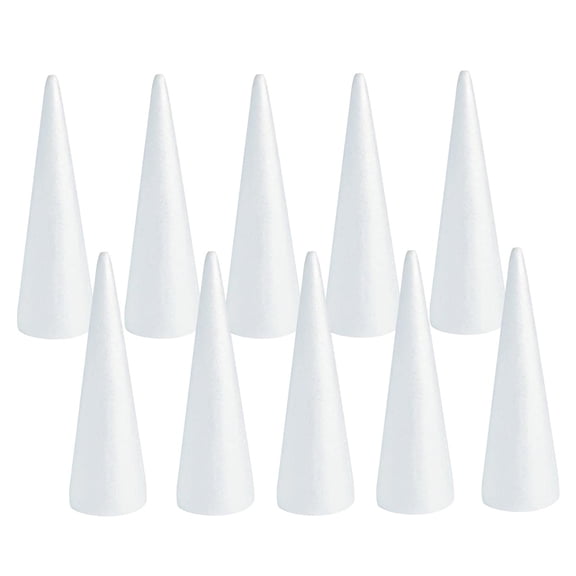 yotijay 10Pcs Craft Foam Cones Decorations Cake Topper Foam Tree Cones for Children Kids 7cmx2.3cm