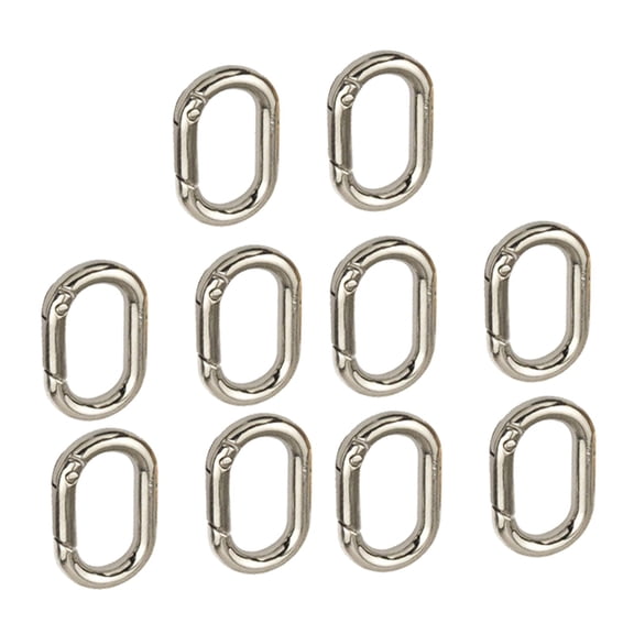 yotijay 10Pcs Spring Oval Rings Oval Carabiner Metal Split Rings Keyring Buckle Push