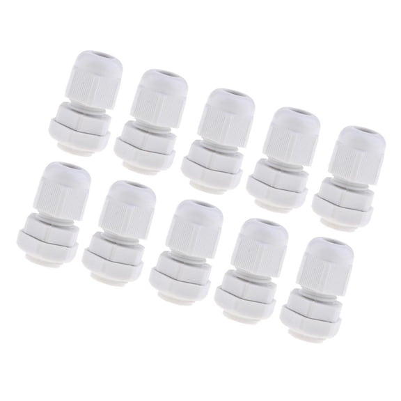 yotijay 10Pcs Waterproof IP68 White Nylon Cable Glands Cord Connectors PG7 PG 7