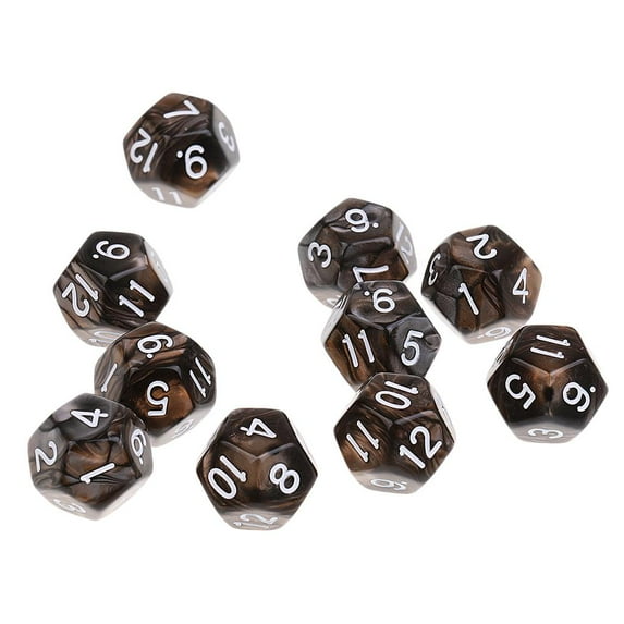 yotijay 10X D12 Polyhedral Game Dice for RPG and Dragon Party Games Coffee Gray