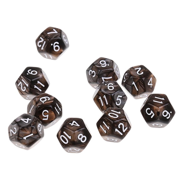 yotijay 10X D12 Polyhedral Game Dice for RPG and Dragon Party Games Coffee Gray