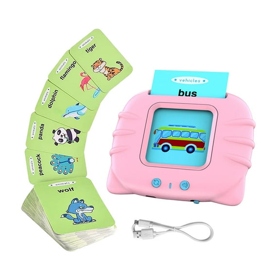 yotijay 112Pcs Flash Cards Learning Machine Talking Toys with Sound Effects Sight Words Pink English Version