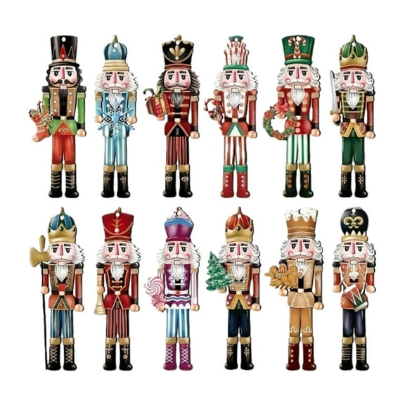 yotijay 12 Pieces Nutcracker Figurines, Wooden Nutcracker Statues ,Christmas Decor Table