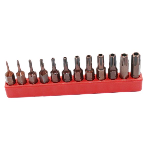 yotijay 12Pieces Hex Alan Key Bit 6.35mm Extension Bit Wind Batch Screwdriver T6-T40 with hole