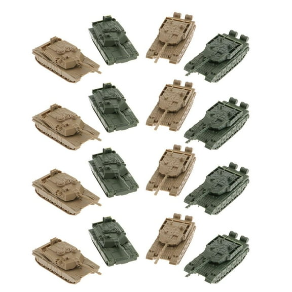 yotijay 16-Piece 4D Modern Tank Model 1:144 Color Heavy Tank Sand Table Model Decor 2 x