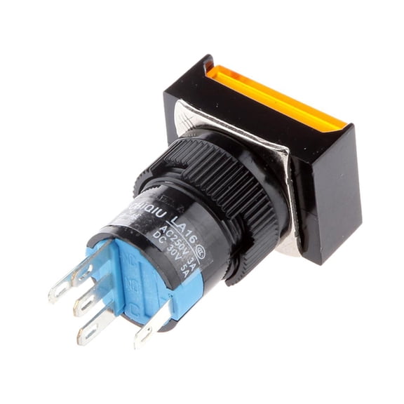 yotijay 16mm 1NO 1NC Lockless Momentary Push Button Switch LED Illuminated Square Button Yellow