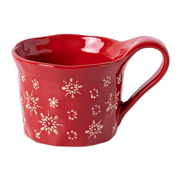 yotijay 1PC Christmas Dinnerware Ceramic Creative Embossed Decoration Christmas Gift for Red Mug