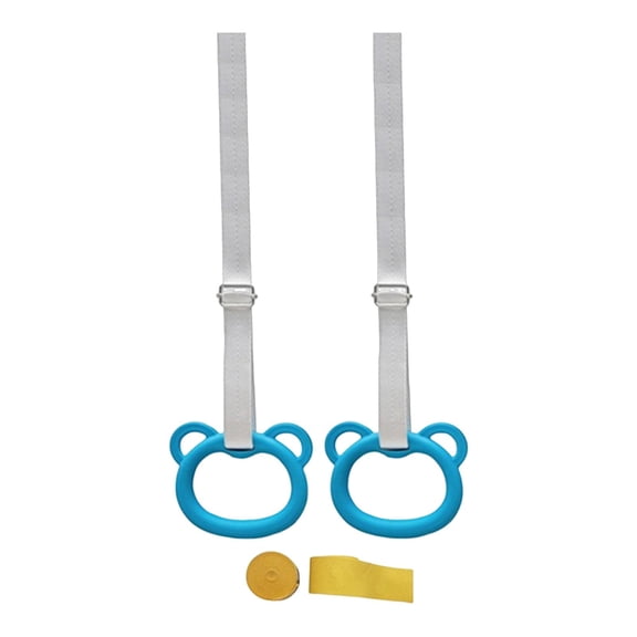 yotijay 2 Pack Gymnastic Rings for Kids, Sports Accessories, Easy Installation, Strength Blue Hook