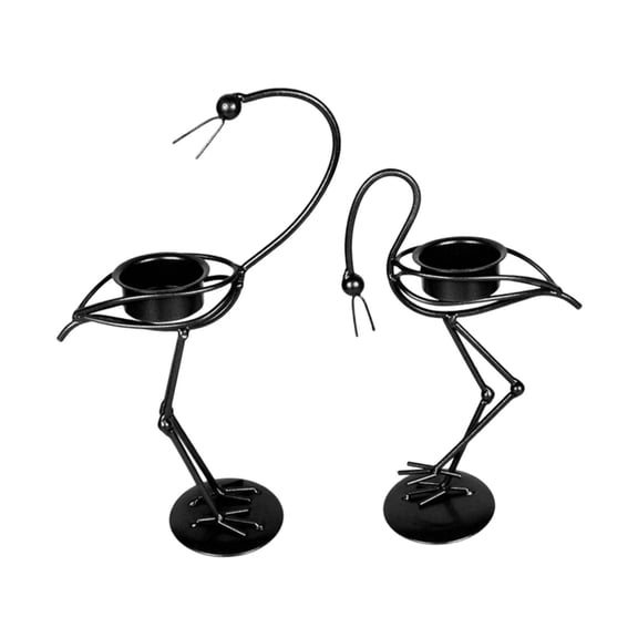 yotijay 2 Pieces Candelabras Pillar Candles Holder Flamingo Shaped Nordic Candle Holders Black