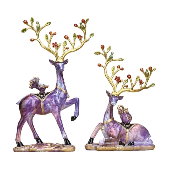 yotijay 2 Pieces Deer Statues Animal Sculptures Table Centerpiece Tabletop Ornaments for