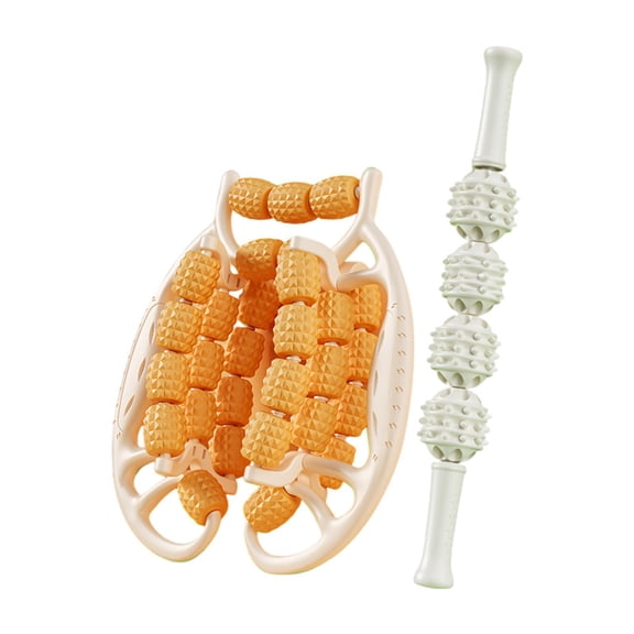 yotijay 2 Pieces Fascia Muscle Roller Massagers Leg Massage Tools Foam 29 Wheels Massage Orange