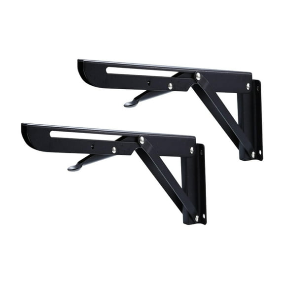 yotijay 2 Pieces Folding Shelf Brackets Heavy Duty Convenient Practical Triangle Table Bench Brackets Wall Mounted for Shop Balcony 10 Inches