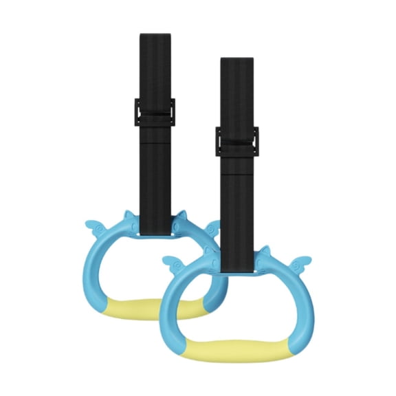 yotijay 2 Pieces Gymnastics Rings Gym Rings for Children Nonslip Handle Professional Bar Blue
