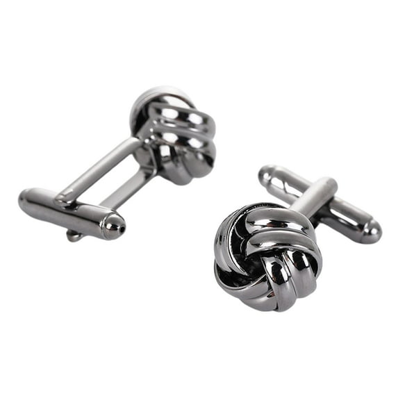 yotijay 2 Pieces Knot Cufflinks and Studs Jewelry Cuff Buttons for Party Suit Shirt Gift Black