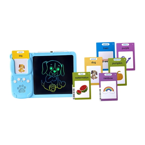 yotijay 2 in 1 Talking Flash Cards Writing Tablet Early Educational Device Learning Toys Blue with 112 Cards