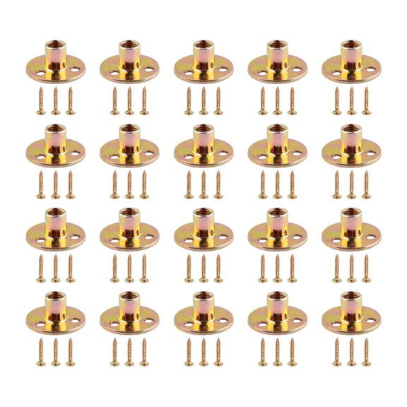 yotijay 20 Pieces T Nuts Screws Kit Sturdy Fitting Fastener 3 Hole Mounting Hardware