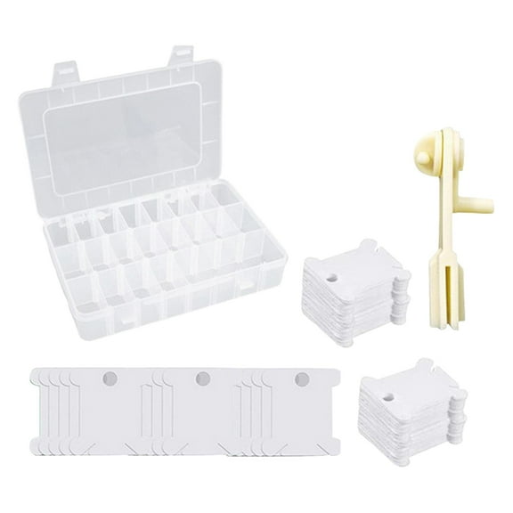 yotijay 24 Grids Floss Bobbin with Bobbin Winder, Lightweight Cross Stitch Organizer Box