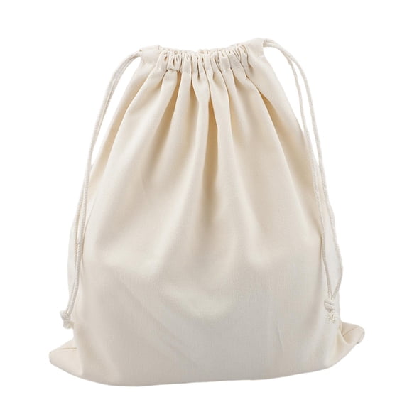 yotijay 25x30cm Large Canvas Plain Drawstring Bags Travel Packaging Shoes Toys Organizer Beige