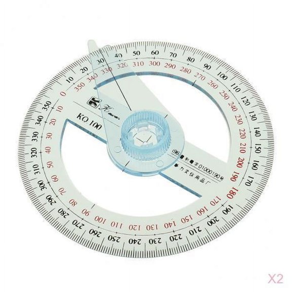 yotijay 2Pc 360 Degree 100mm Diameter Protractor Circular Angle Measure with Pointer