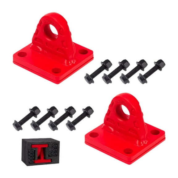 yotijay 2Pcs D Ring Shackle Bracket Tow Shackle Rugged Alloy Bolt on Clevis Mount Towing Red