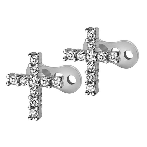 yotijay 2pcs Dermal Anchor Tops and Base Titanium Steel Piercing Jewelry Cross