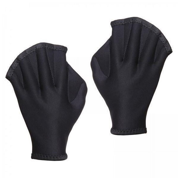 yotijay 2x 1 Pair Aquatic Swimming Gloves , Webbed Fingers Fitness Swim (Black) Hand Web Neoprene Thicken for Lung Training Water Resistance Diving Men