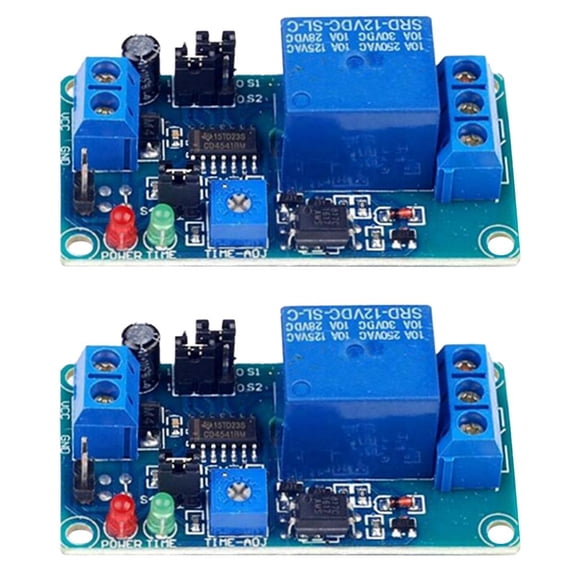 yotijay 2x 12V Power Supply Adjustable Delay Trigger Relay Time Delay Circuit Module