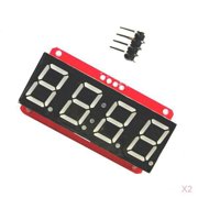 yotijay 2x HT16K33 I2C LED Module Board 13P Red Electronic Components Parts Supplies