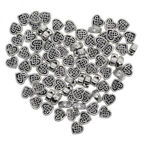 yotijay 2x100pc Tibetan Knot Heart Spacer Loose Beads Jewelry DIY Making 2 Pcs