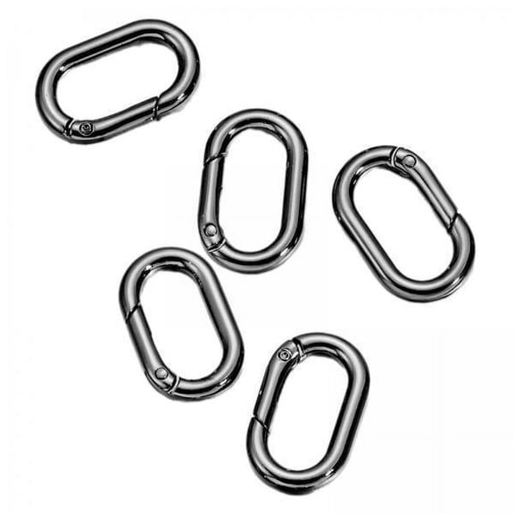 yotijay 2x5 Pieces Spring Oval Rings 1" Oval Carabiners for Purse Jewelry Making Craft Black