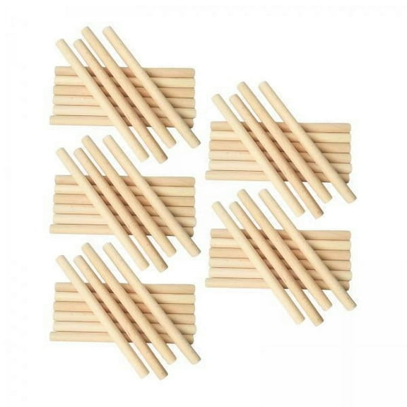 yotijay 2x50Pcs Unfinished Round Wood Sticks for Macrame Building Model DIY Project