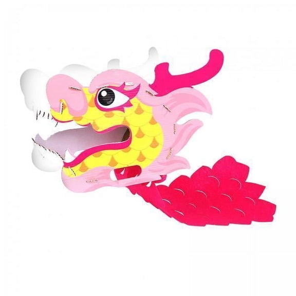yotijay 2xDIY Material Kits Prop Decor Handmade Paper Dragon for Party Spring Festival pink