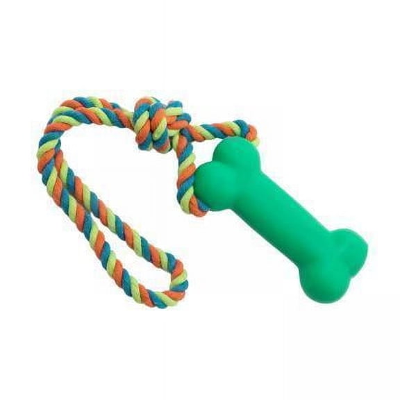 yotijay 2xDog Rope Toy Squeaky Rope Dog Toy for Small Medium and Large Pets Green