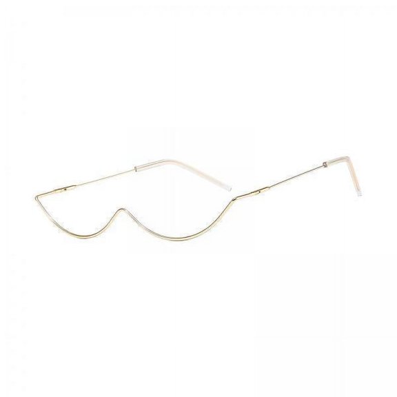 yotijay 2xHalf Frame Glasses No Lens Half Rim Metal Frame for Party Snap Gold Frame