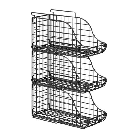 yotijay 3 Pieces Can Organizer Can Dispenser Stackable with Handles Foldable Canned Food Storage Rack for Cabinet Shelf Kitchen Black