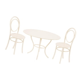 yotijay 3 Pieces Dollhouse Garden Table Chair Set 1/12 Scale for Photo Props Diorama White