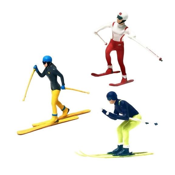 yotijay 3 Pieces Model Skiing Figures Scenario Scenes Micro Landscape Building Road C