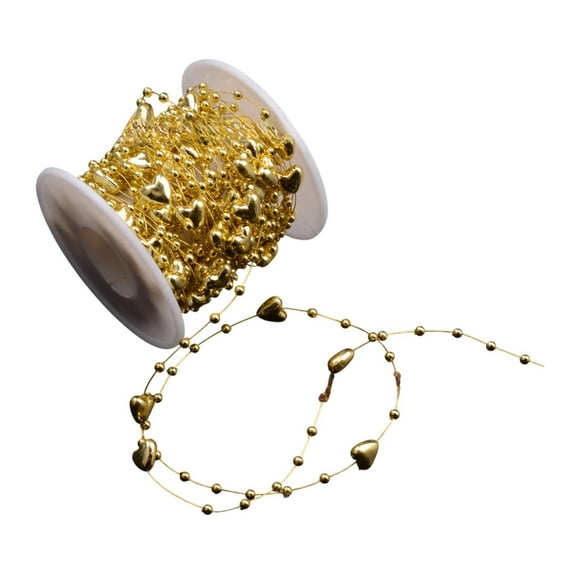 yotijay 32.8ft Beaded Garland Strand Roll Bead Chain Bead Garland for Christmas Tree for Golden Heart