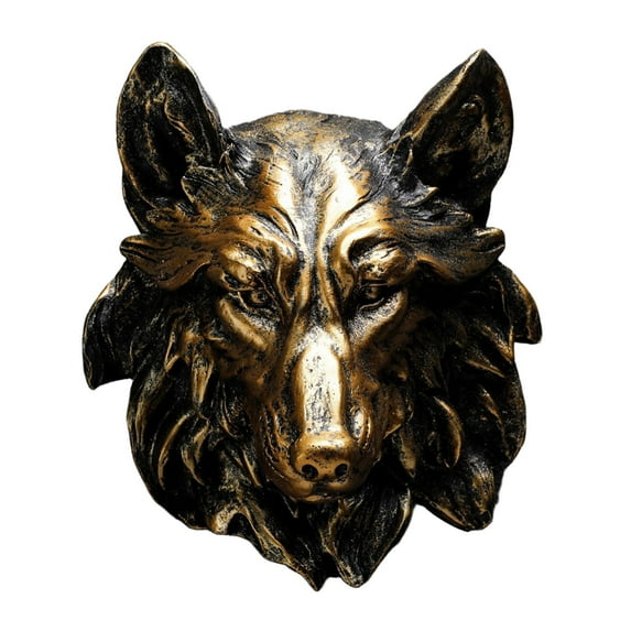 yotijay 3D Resin Wolf 3D Head Wall Decorations Bust Wall Statue For Farmhouse Room Walls Bronze