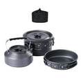 thumbnail image 1 of yotijay 3Pcs Camping Cooking Set Camping Cookware Mess Kit Aluminum Alloy Pot Frying Pan Black, 1 of 9