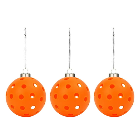 yotijay 3Pcs Pickleball Ornament Set Bag Keychain Christmas Tree Hanging Decorations for Orange