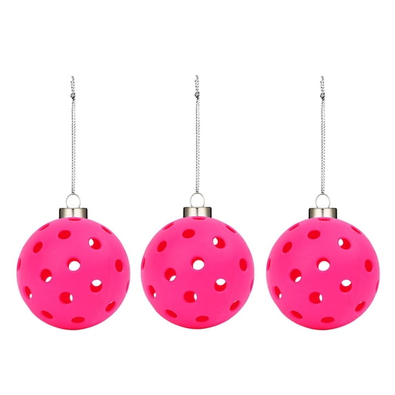 yotijay 3Pcs Pickleball Ornament Set Bag Keychain Christmas Tree Hanging Decorations for Pink