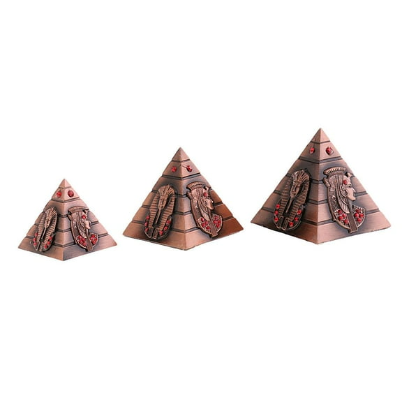 yotijay 3pcs Metal Pyramids Size Travel Souvenir Home Ornaments Copper