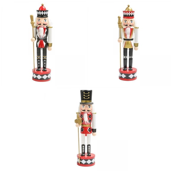 yotijay 3x Nutcracker Figurine Scene Layout Accessory for Bookshelf Parties