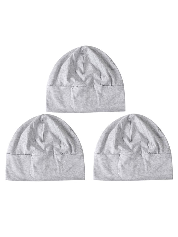 3x s Men All Cotton Night Caps Sleep Fancy Head Grey