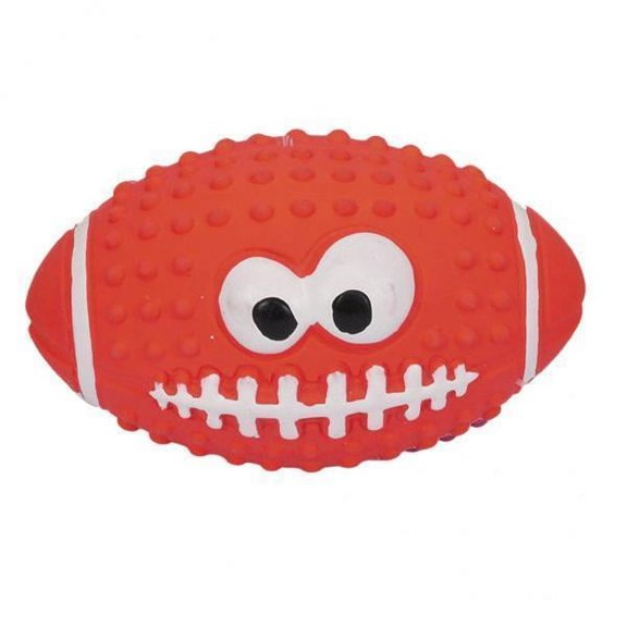 yotijay 3xDog Toy Bite Resistant Rubber Squeaky Ball Bite Toy Teething Exercise Red Rugby