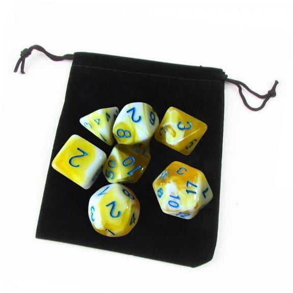 yotijay 3xPack of 7 Polyhedral Dices Set with Pouch Bar Toys for Math Teaching Yellow