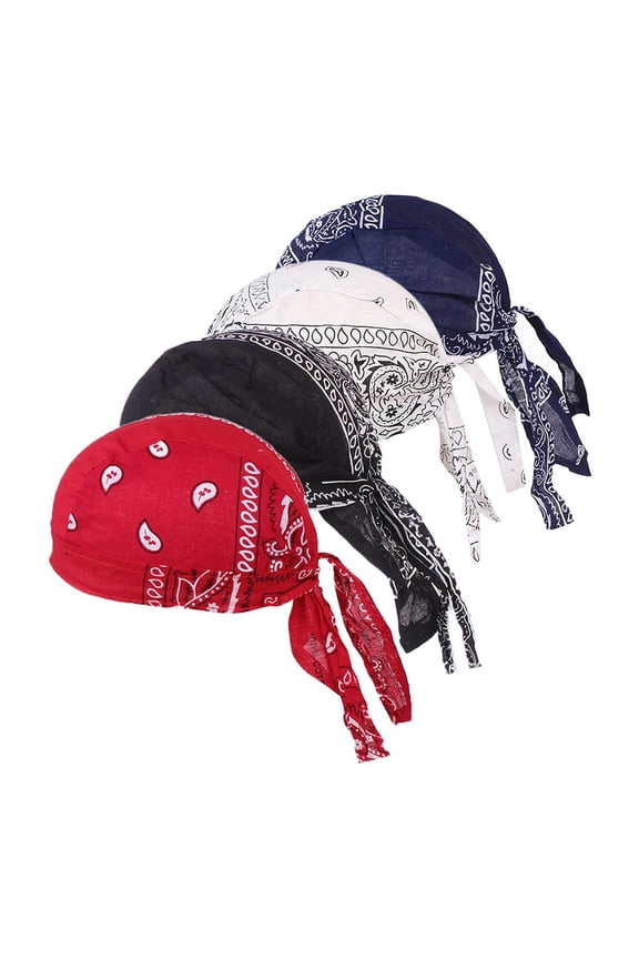 4 Pack Men's Turban Chemo Cap Beanie Headscarf Cap Hat