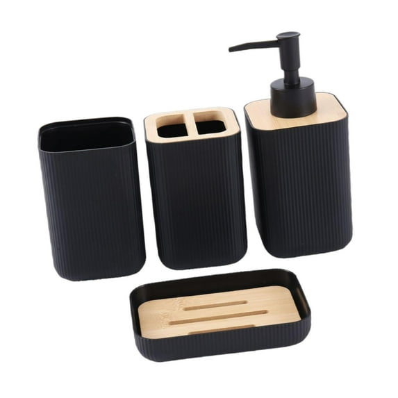 yotijay 4 Pieces Bathroom Accessories Gift Bathroom Organizer for Restroom Household 009 black