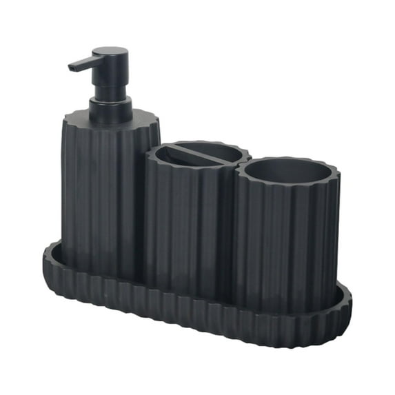yotijay 4 Pieces Bathroom Accessories Modern Decorative Toothbrush Holder Bath Accessory black
